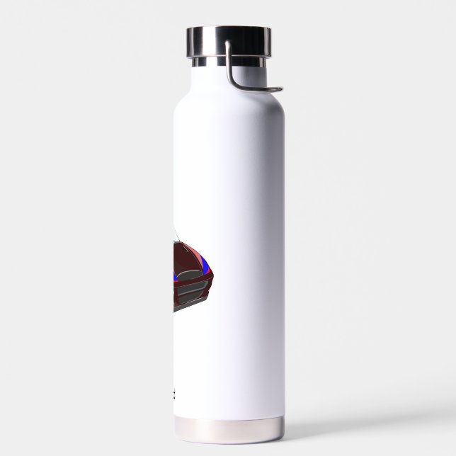 Red Minimalistic Custom Photo Name Personalised  Water Bottle (Left)