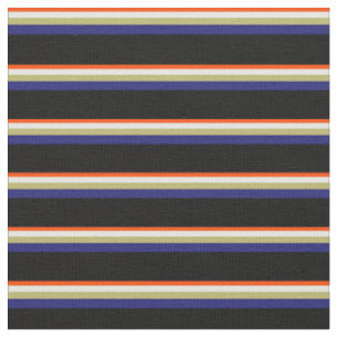 Red, Mint Cream, Dark Khaki, Midnight Blue & Black Fabric