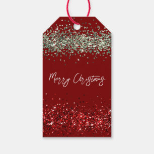 Red Mint Green Glitter Sparkle Christmas Gift Tags