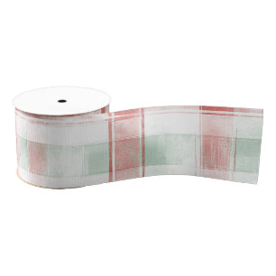 Red Mint Peppermint Mocha Plaid Stripes Christmas Grosgrain Ribbon