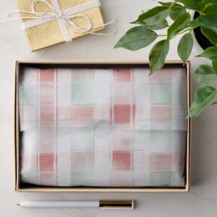 Red Mint Peppermint Mocha Plaid Stripes Christmas Tissue Paper