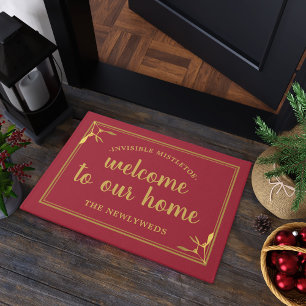 Red Mistletoe Welcome to our Home Doormat