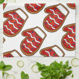 Red Mitten Christmas Sugar Cookie Holiday Baking Tea Towel