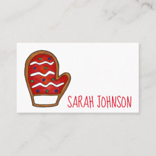 Red Mitten Frosted Sugar Cookie Christmas Winter Business Card