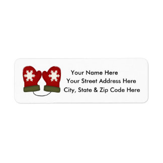 Red Mittens Christmas Return Address Labels