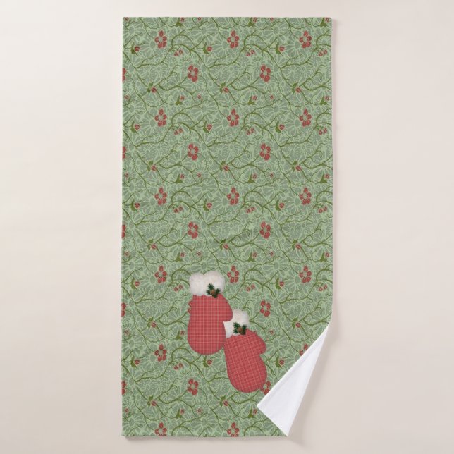 Red Mittens Christmas Towel Set (Bath Towel)