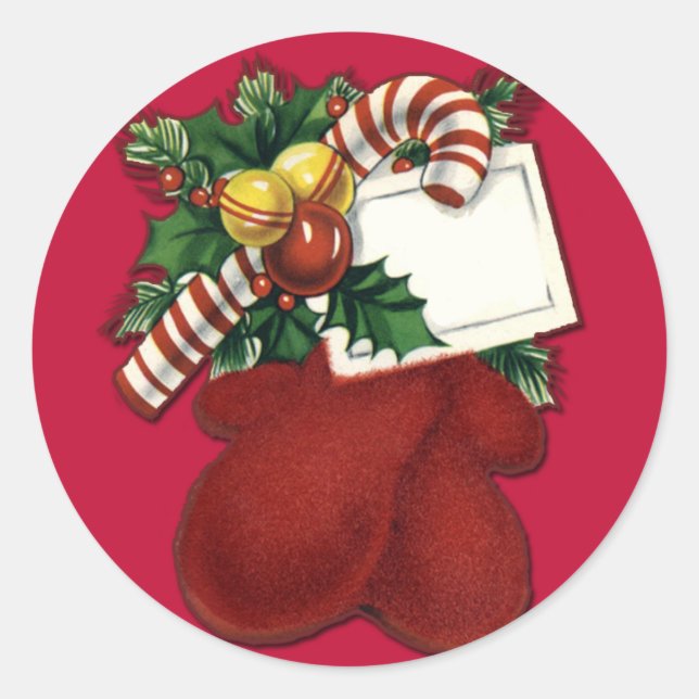 Red Mittens Gift Tag Stickers (Front)