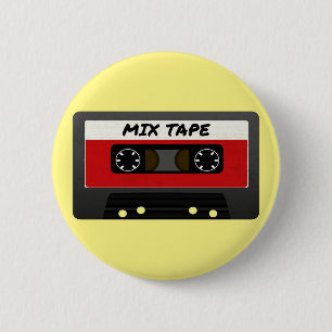 Red Mix Tape - 80s And 90s Retro Inspired Gift 6 Cm Round Badge