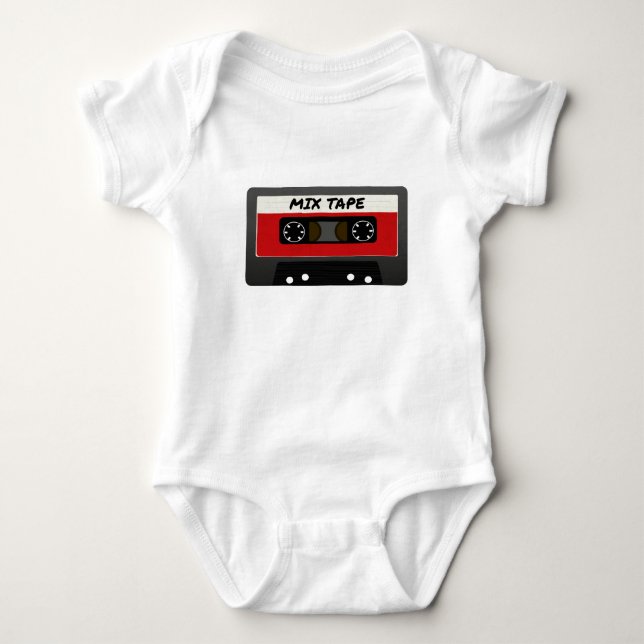 Red Mix Tape - 80s And 90s Retro Inspired Gift Baby Bodysuit (Front)