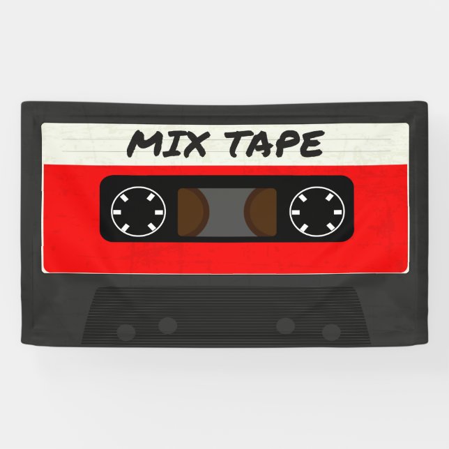 Red Mix Tape - 80s And 90s Retro Inspired Gift Banner (Horizontal)