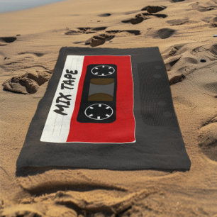 Red Mix Tape - 80s And 90s Retro Inspired Gift Beach Towel