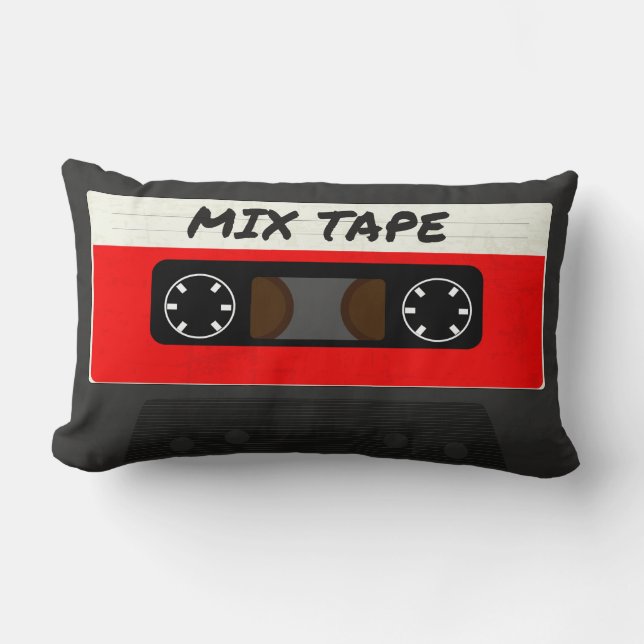 Red Mix Tape - 80s And 90s Retro Inspired Gift Lumbar Cushion (Front)