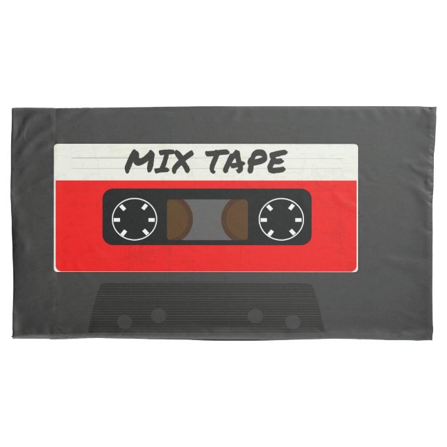 Red Mix Tape - 80s And 90s Retro Inspired Gift Pillowcase (Front)