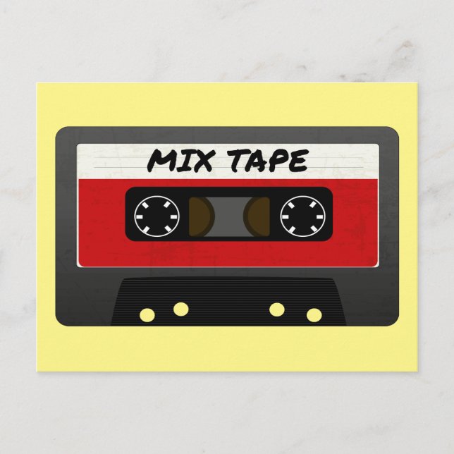 Red Mix Tape - 80s And 90s Retro Inspired Gift Postcard (Front)