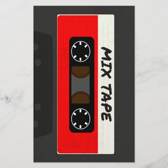 Red Mix Tape - 80s And 90s Retro Inspired Gift Stationery (Front)