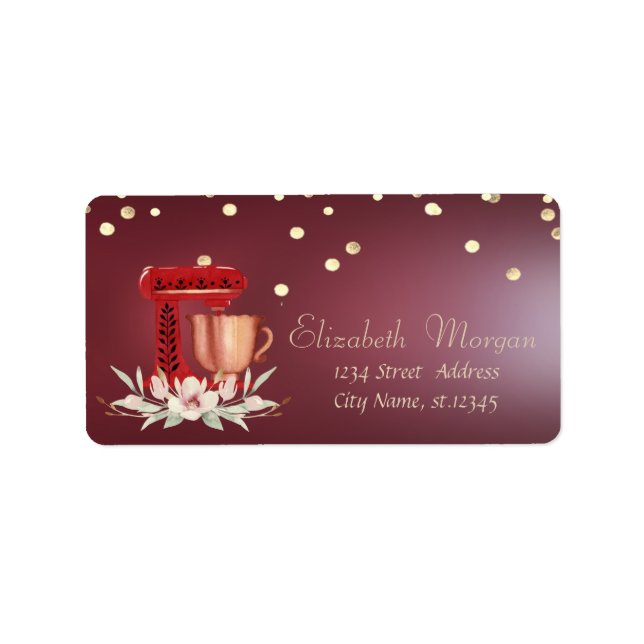 Red Mixer Flowers Foil Confetti Label (Front)