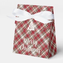 Red, Mocha & Cream Plaid - Merry Christmas + Tree