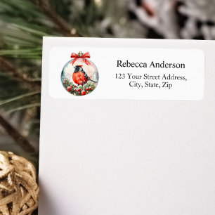 Red Mockingbird Winter Landscape Return Address