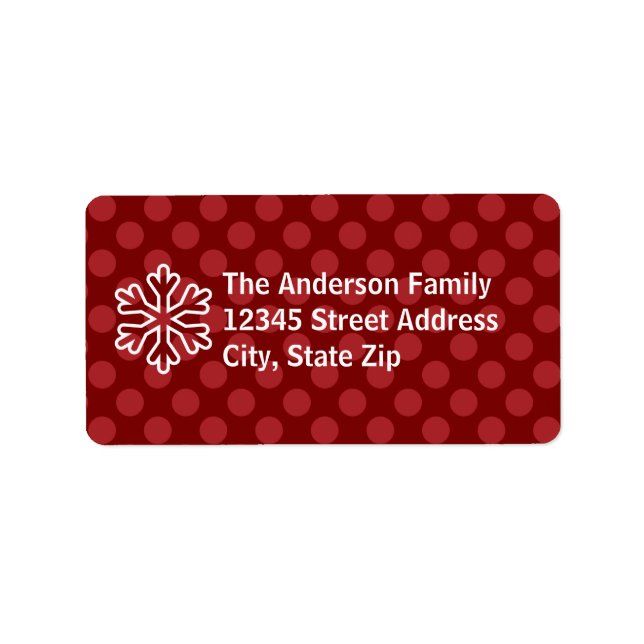 Red Mod Dots Snowflake - Address Label (Front)
