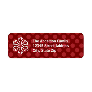 Red Mod Dots Snowflake - Return Address Label