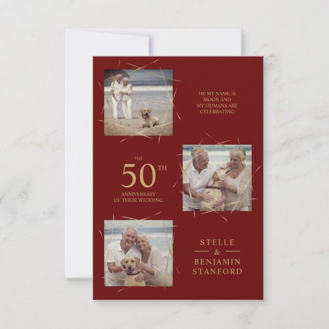 Red Modern 3 Photos Pet All Wedding Anniversary (Front)