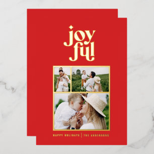 Red  modern abstract joyful 3 photo  foil holiday 