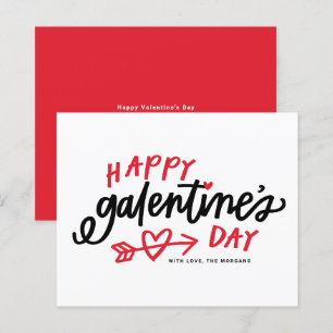 Red Modern Calligraphy Happy Galentine's Day Card