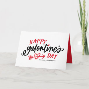 Red Modern Calligraphy Happy Galentine's Day Holiday Card