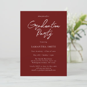 Red Modern Calligraphy Script Graduation Party Invitation