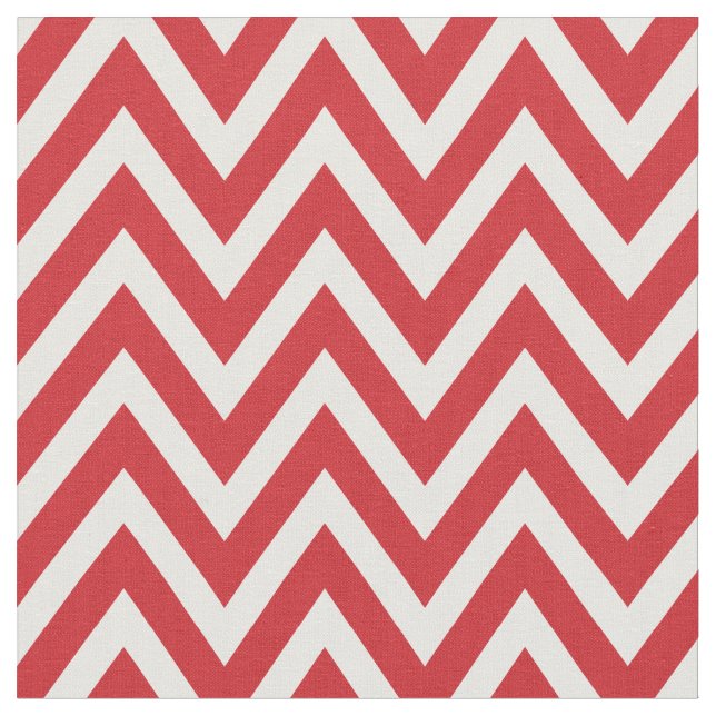 Red Modern Chevron Stripes Fabric (Close Up)