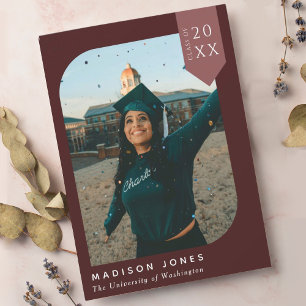 Red Modern Chic Photo Graduation Party  Invitation