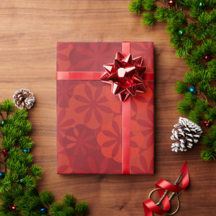 Red Modern Chinese New Year Flower Wrapping Paper