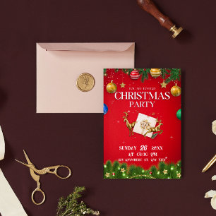 Red Modern Christmas Party  Invitation