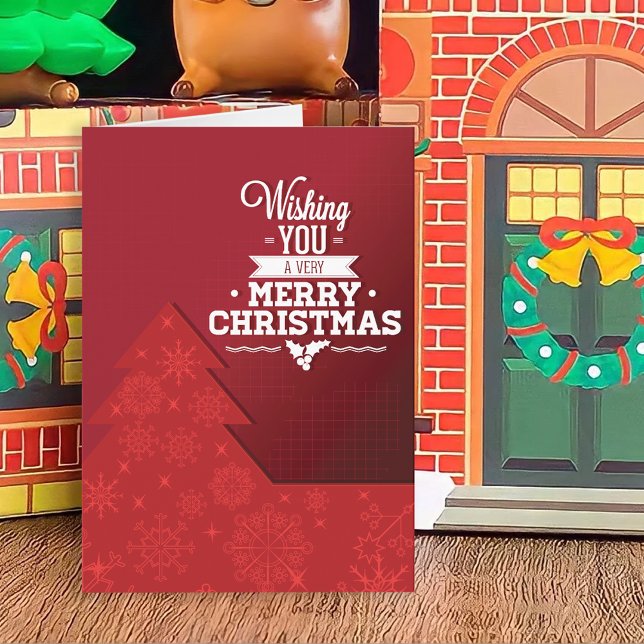 Red Modern Christmas Tree Holiday Card (Creator Uploaded)