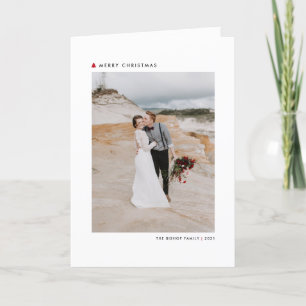 Red Modern Christmas Tree Merry Christmas Photo Holiday Card