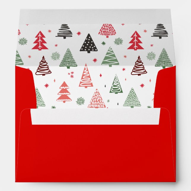 Red Modern Christmas Trees Envelope (Back (Bottom))