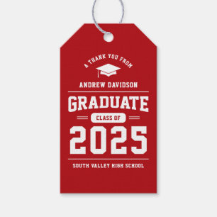 Red Modern Class of 2025 Graduation Blank Gift Tags