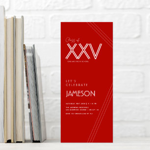 Red Modern Class of XXV Graduation Party Invitation