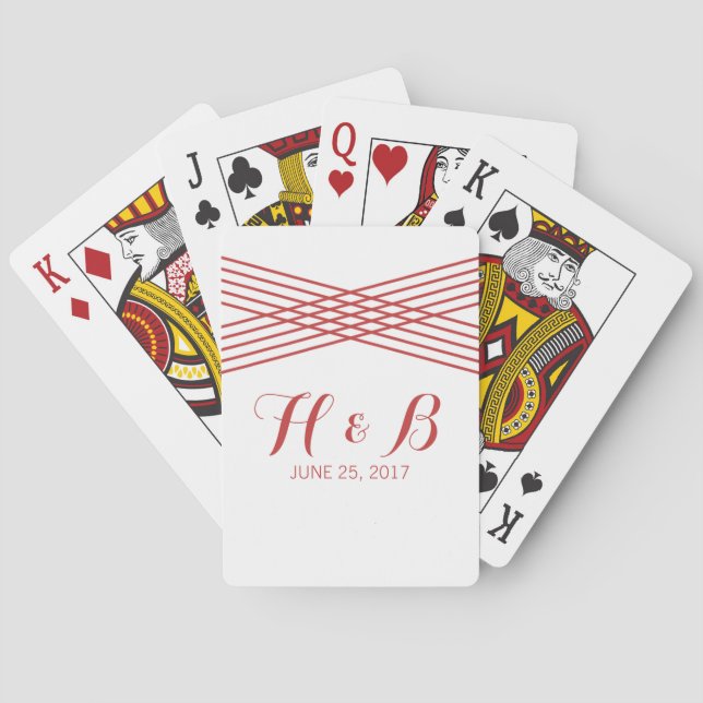 Red Modern Deco Playing Cards (Back)