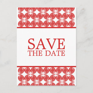 Red Modern Deco Save the Date Postcard