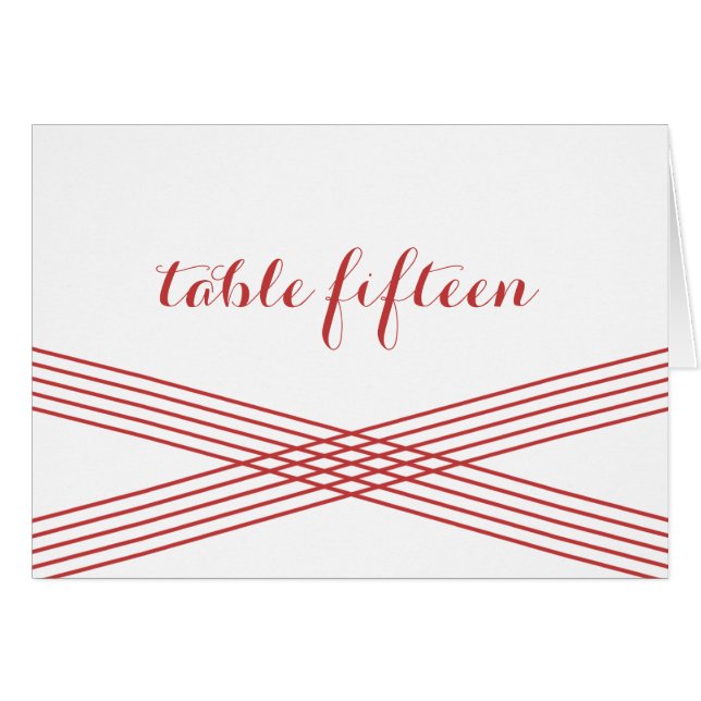 Red Modern Deco Table Number Card (Front Horizontal)