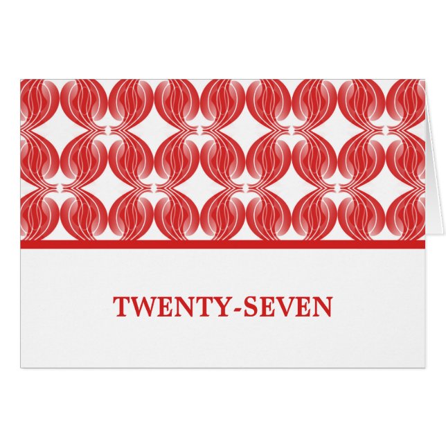 Red Modern Deco Table Number Card (Front Horizontal)