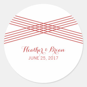 Red Modern Deco Wedding Stickers