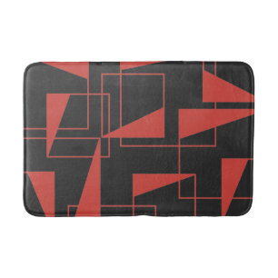 Red, modern, dynamic, trendy geometric pattern bath mat