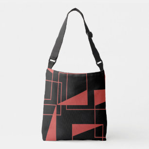 Red, modern, dynamic, trendy geometric pattern crossbody bag