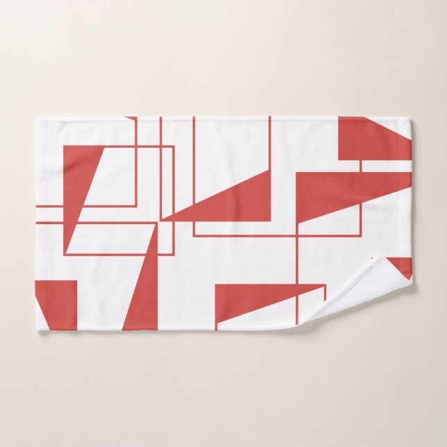 Red, modern, dynamic, trendy geometric pattern hand towel (Hand Towel)