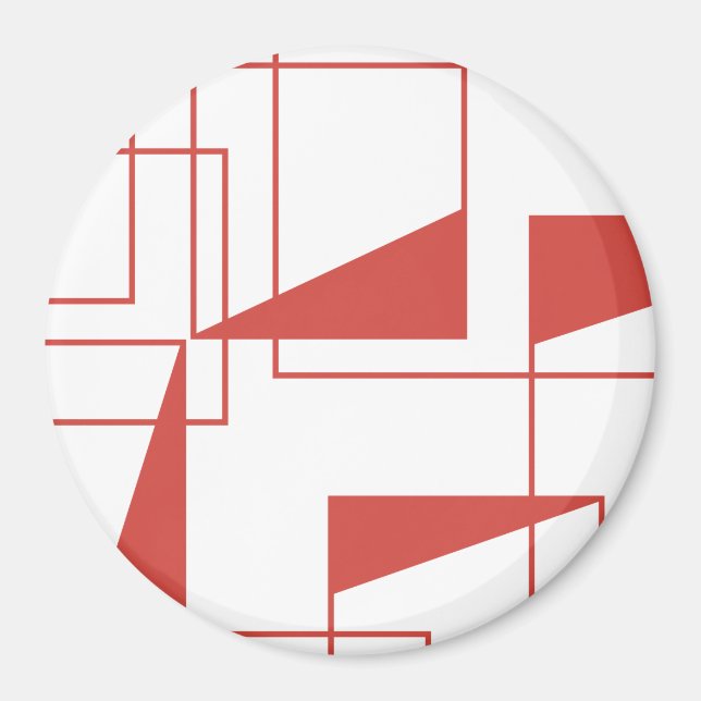 Red, modern, dynamic, trendy geometric pattern magnet (Front)