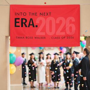 Red Modern Era Class of 2026 Graduation Banner