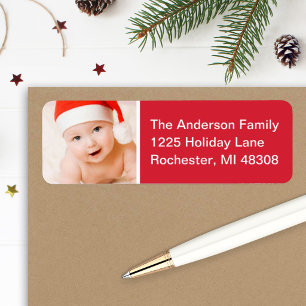 Red Modern Family Christmas Photo Address
