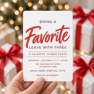 Red Modern Favourite Things Gift Exchange Party  Invitation